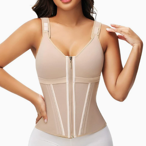 Mesh Waist Slimming Three-Breasted Shapewear Corset — product image 7