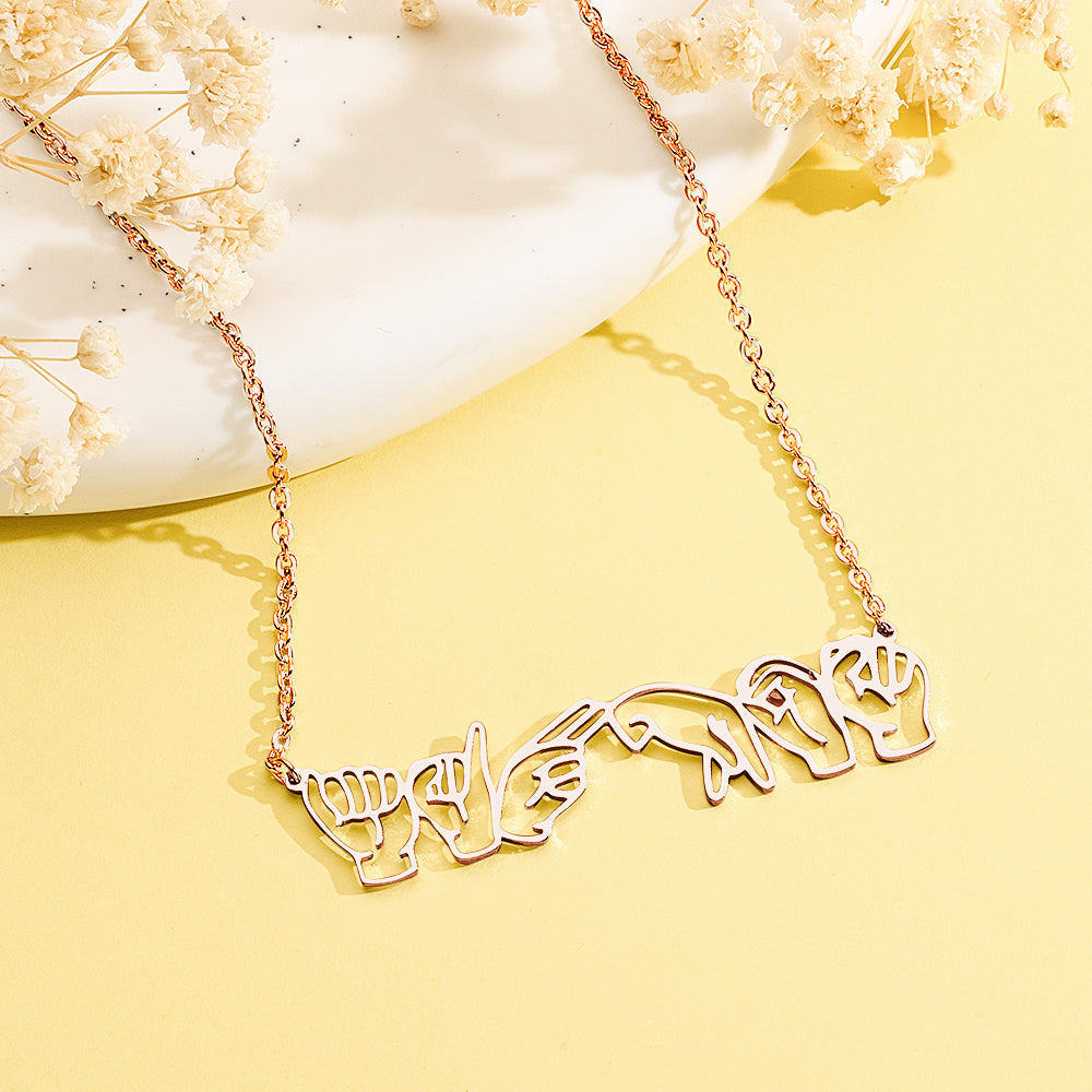 Personalized American Sign Language Necklace Gift for Hearing Impairment ASL Interpreter Teacher — product image 8