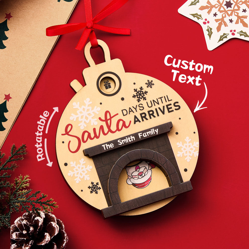Personalized Christmas Santa in Fireplace Countdown Ornament Days Till Christmas Ornament — product image