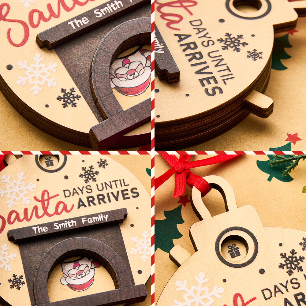 Personalized Christmas Santa in Fireplace Countdown Ornament Days Till Christmas Ornament — product image 5