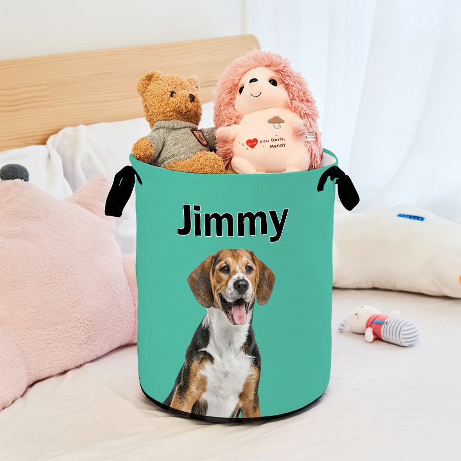Personalized Pet Portrait Storage Basket Toy Laundry Basket Birthday Gift for Pet Lover — product image