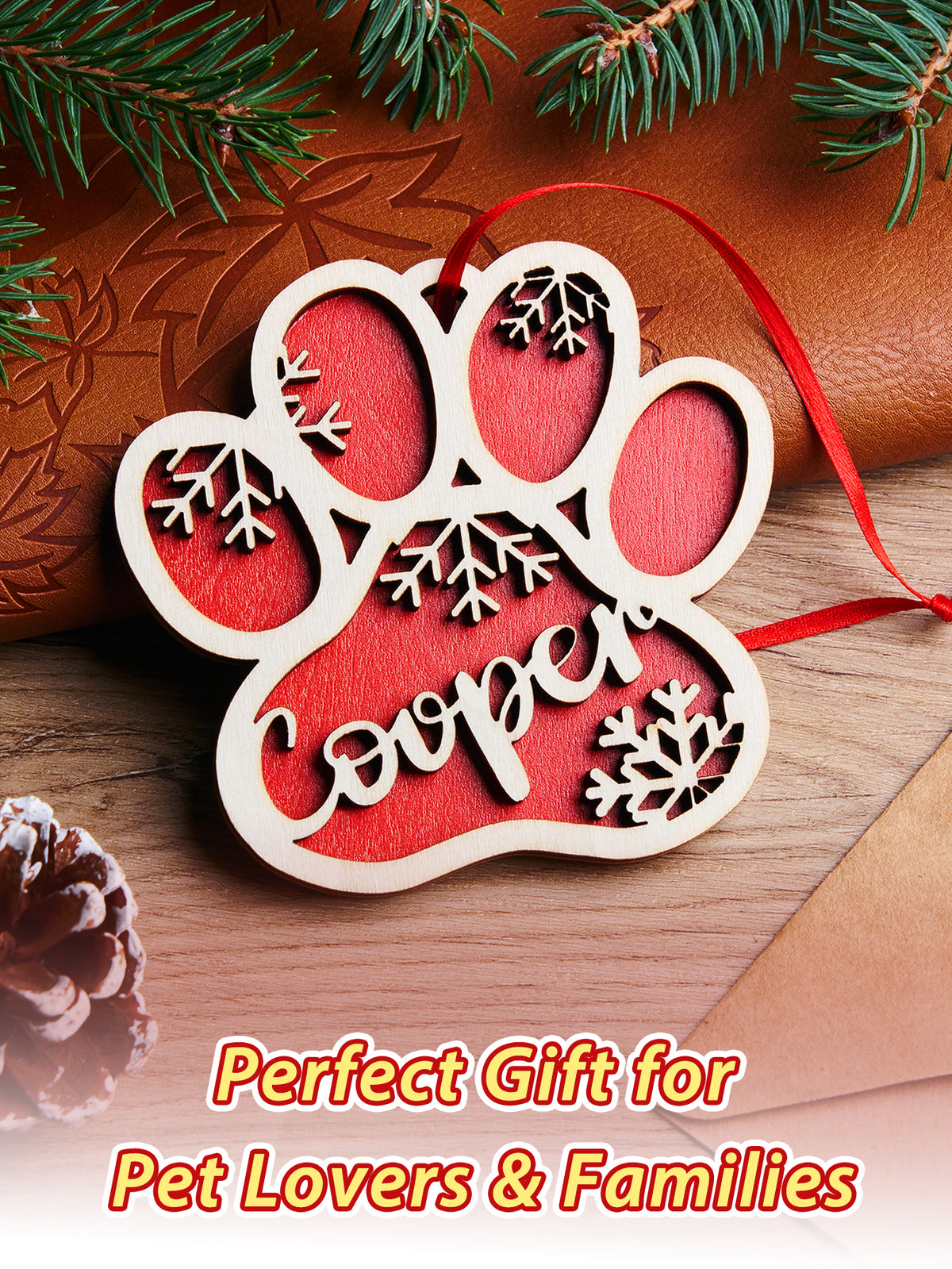 Personalized Dog Paw Snowflake Ornament – Custom Name Christmas Tree Decoration — product image