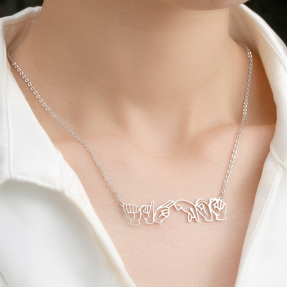 Personalized American Sign Language Necklace Gift for Hearing Impairment ASL Interpreter Teacher — product image 4