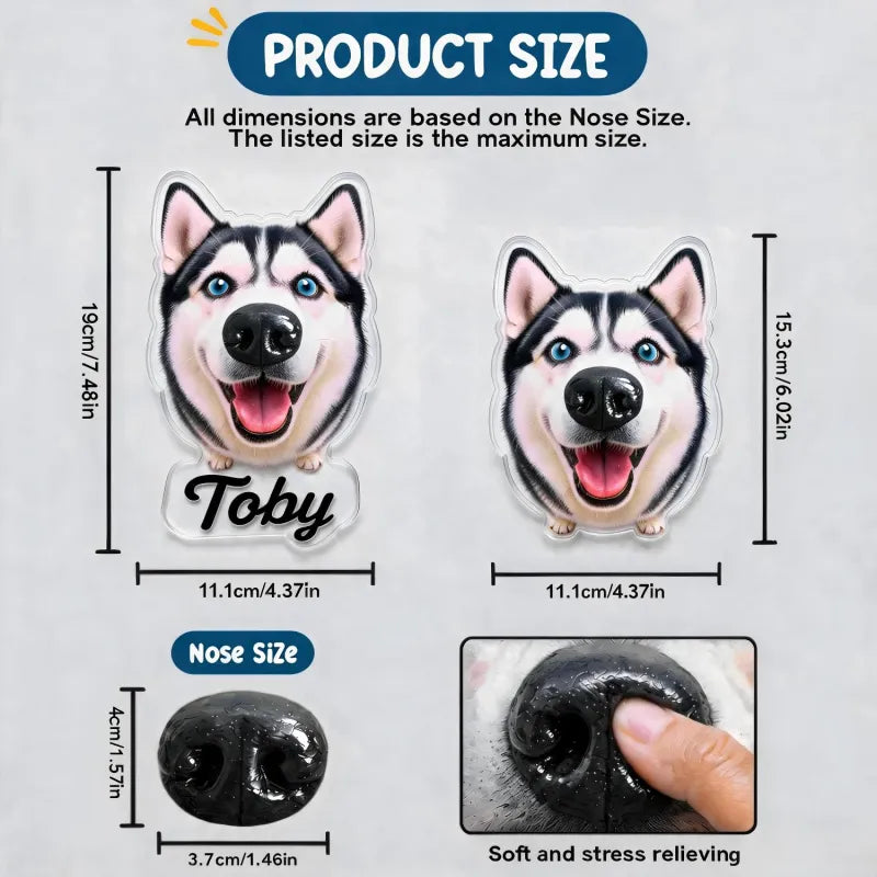 Custom Dog Nose Squishy Fridge Magnet Sticker – Personalized Pet Nose Squeeze Toy with Custom Face & Name — product image 3