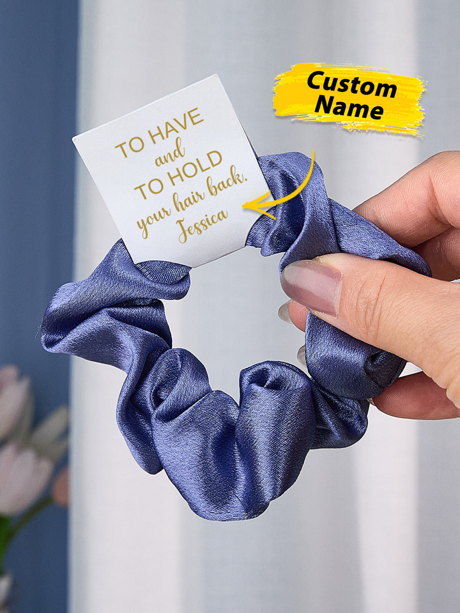 Personalized Bridesmaid Hair Scrunchies Tie the Knot Scrunchies Bridesmaid Gifts — product image