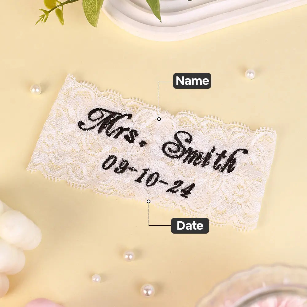Personalized Wedding Garters Embroidered Bride Keepsake Gift for Bride — product image 6