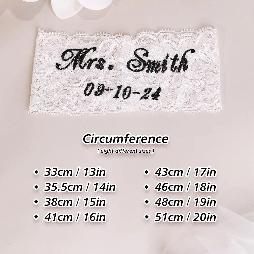 Personalized Wedding Garters Embroidered Bride Keepsake Gift for Bride — product image 5