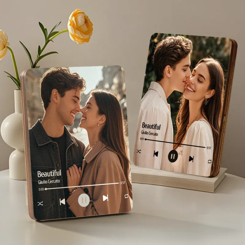 Custom Music Photo Frame That Plays Music Without Cell Phone Wooden Music Record Player Wedding Anniversary Gifts — product image