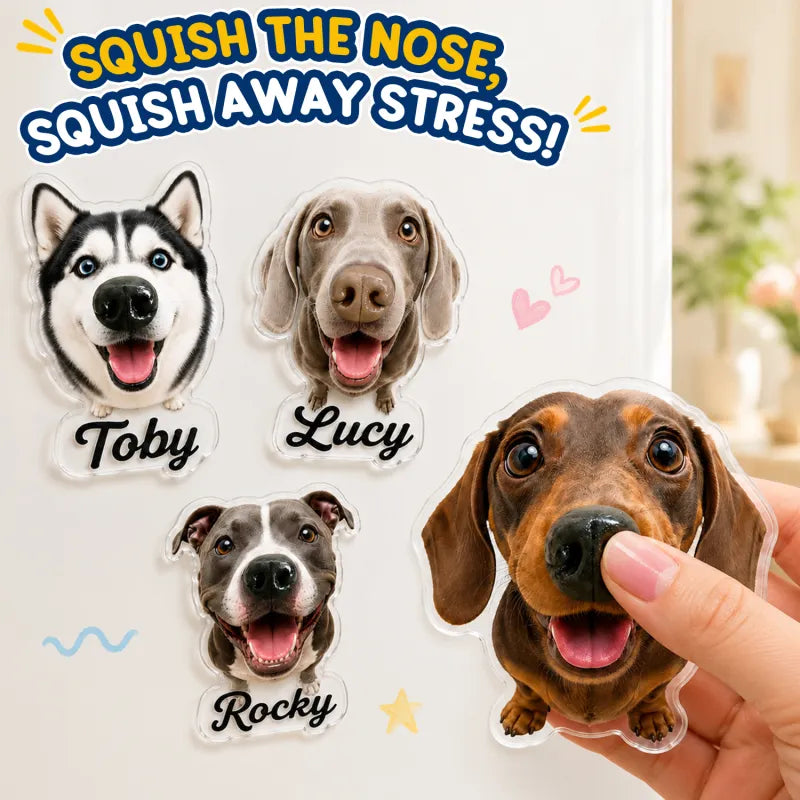 Custom Dog Nose Squishy Fridge Magnet Sticker – Personalized Pet Nose Squeeze Toy with Custom Face & Name — product image 2