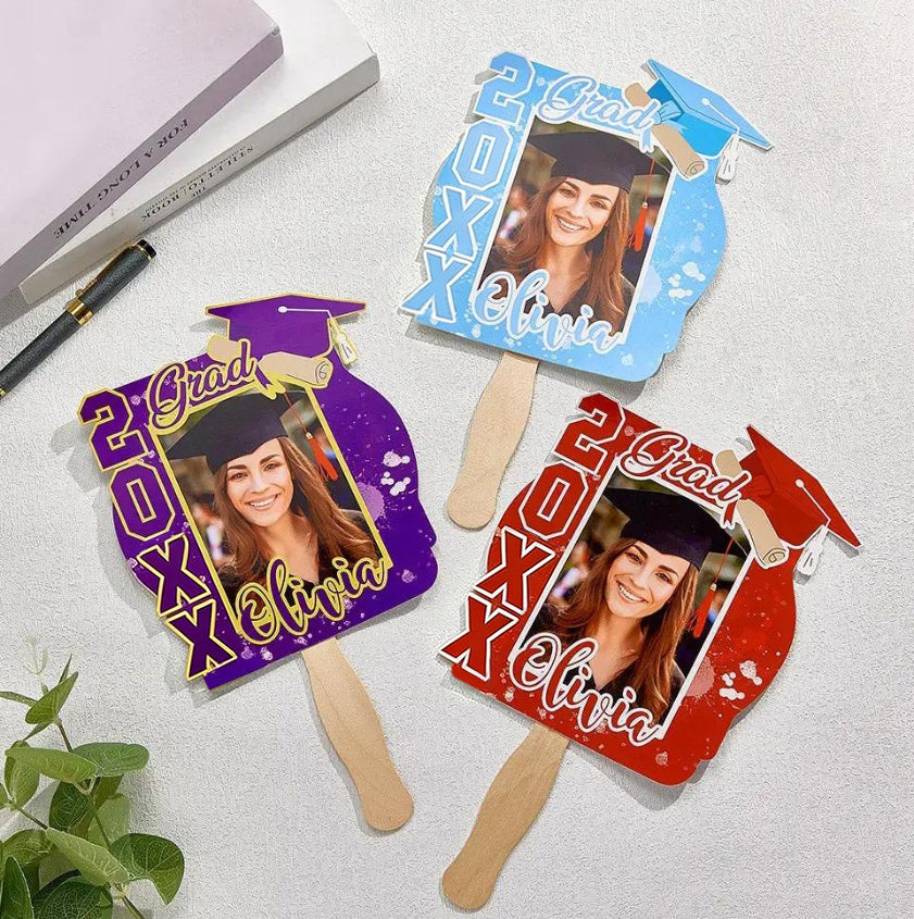 2026 Personalized Multicolor Grad Graduation Photo Fan with Name Photo Props Graduation Gift for Graduate — product image