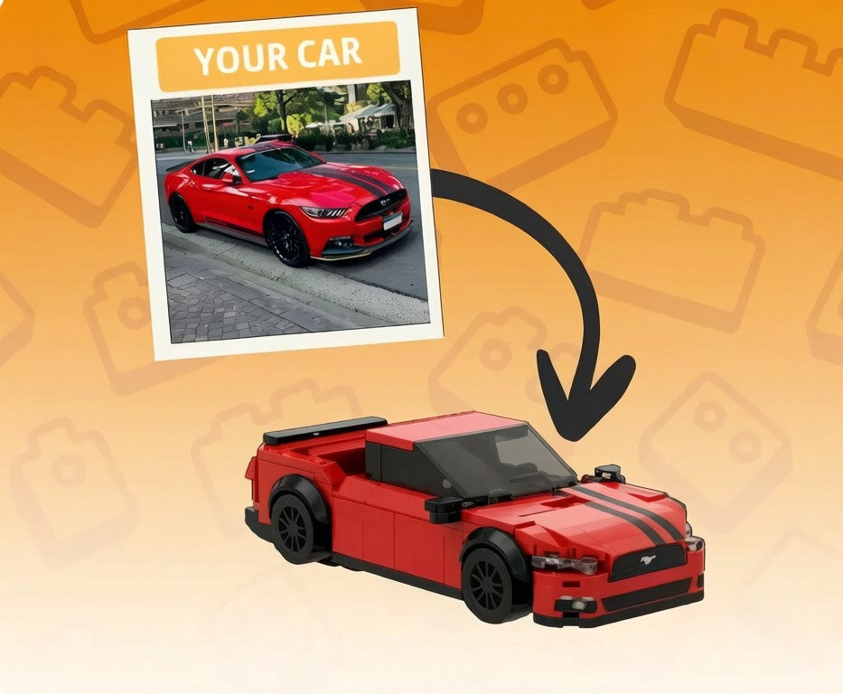 Custom Photo Car Brick Figure Set with Car Model & Personalized License Plate – Unique Birthday & Valentine’s Gift for Car Lovers — product image