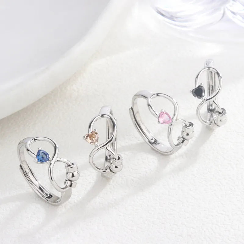 Adjustable Rotating Birthstone Fidget Ring for Women – Anxiety Relief Spinner Ring Birthday Gift — product image 2