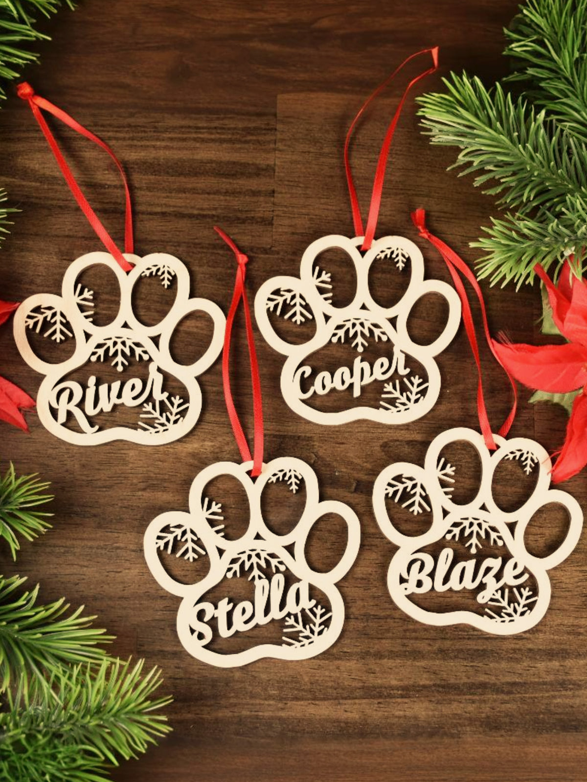 Personalized Name Dog Paw Snowflake Ornaments – Custom Christmas Tree Decorations — product image 2