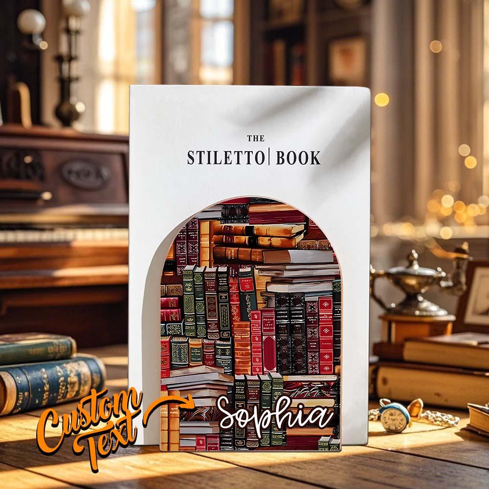 Personalized Name Wood Bookends Shelves Library Book Retro Design Gift for Book Lover — product image
