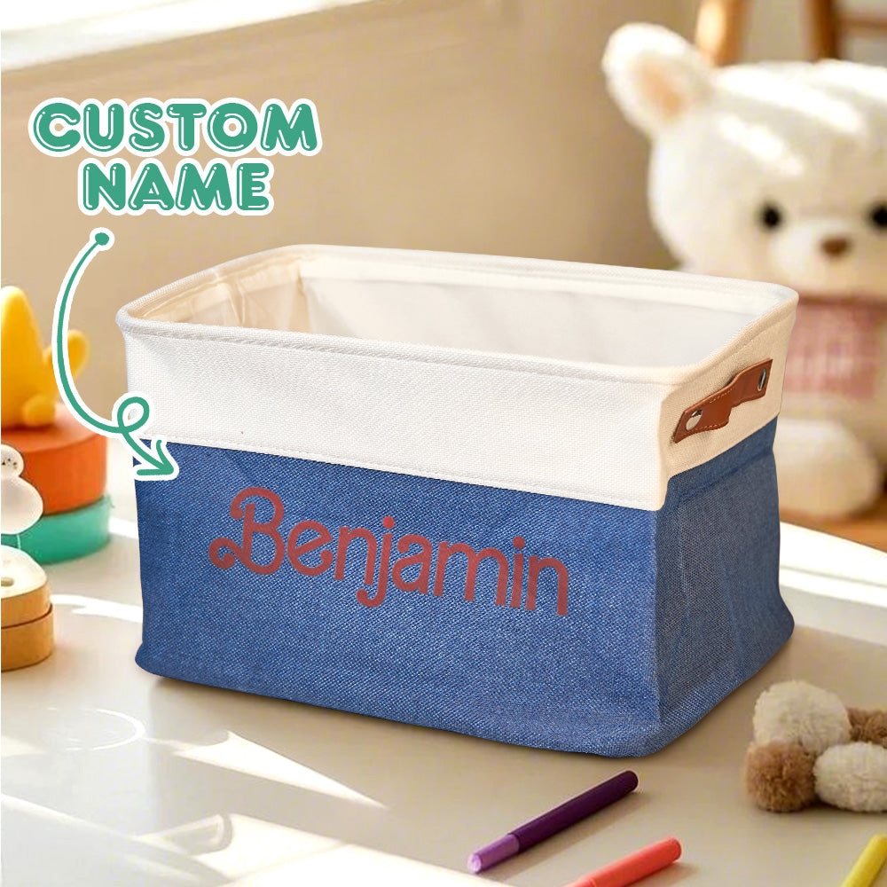 Personalized Storage Basket with Name Toy Bin Linen Organizer Gifts for Children — product image
