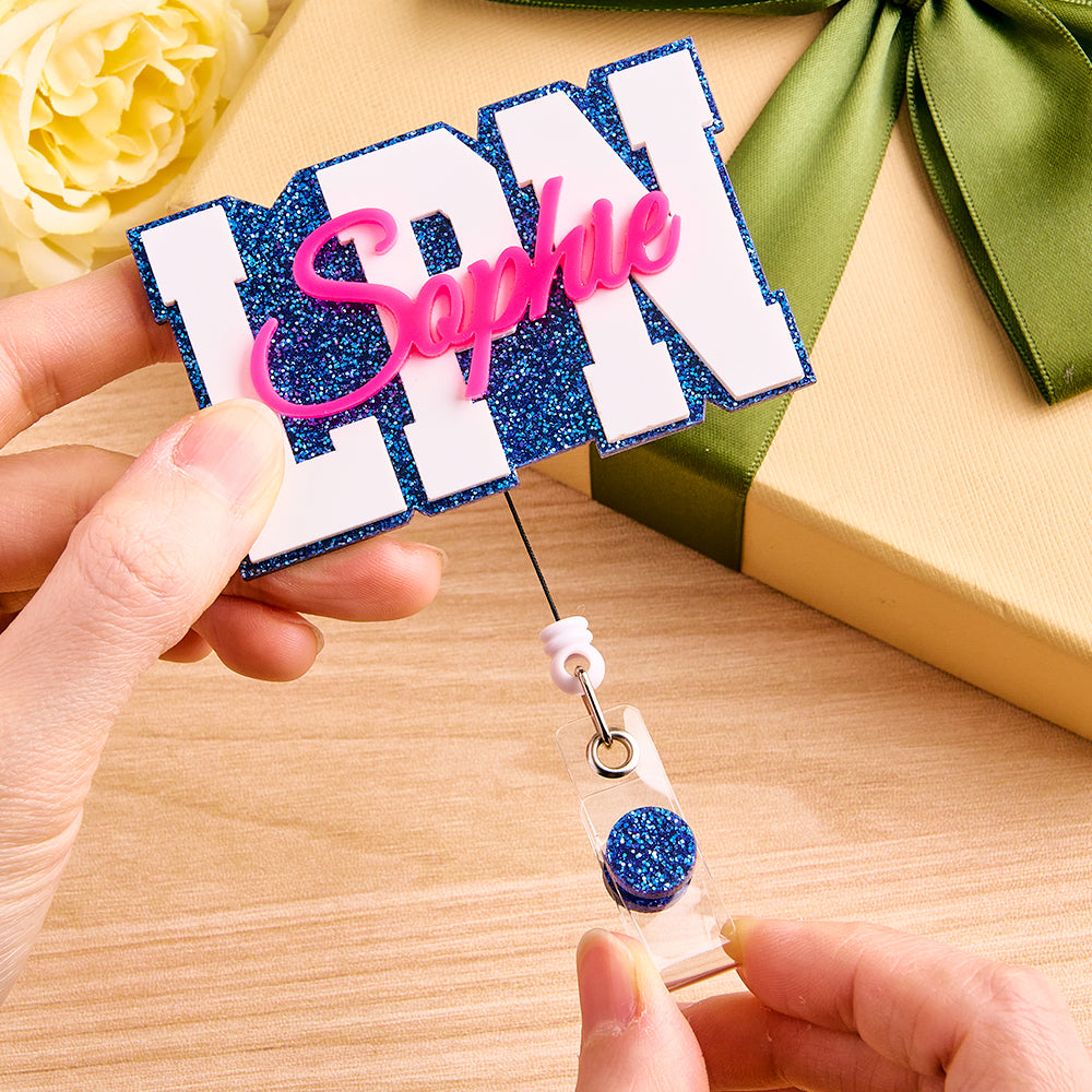 Personalized Glitter ID Badge Reel with Name Acrylic Badge Reel Gifts for Nurse Doctor — product image 8