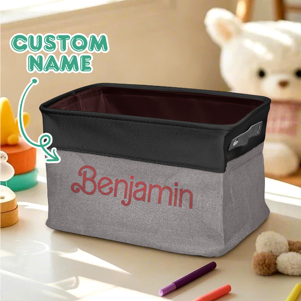 Personalized Storage Basket with Name Toy Bin Linen Organizer Gifts for Children — product image 3
