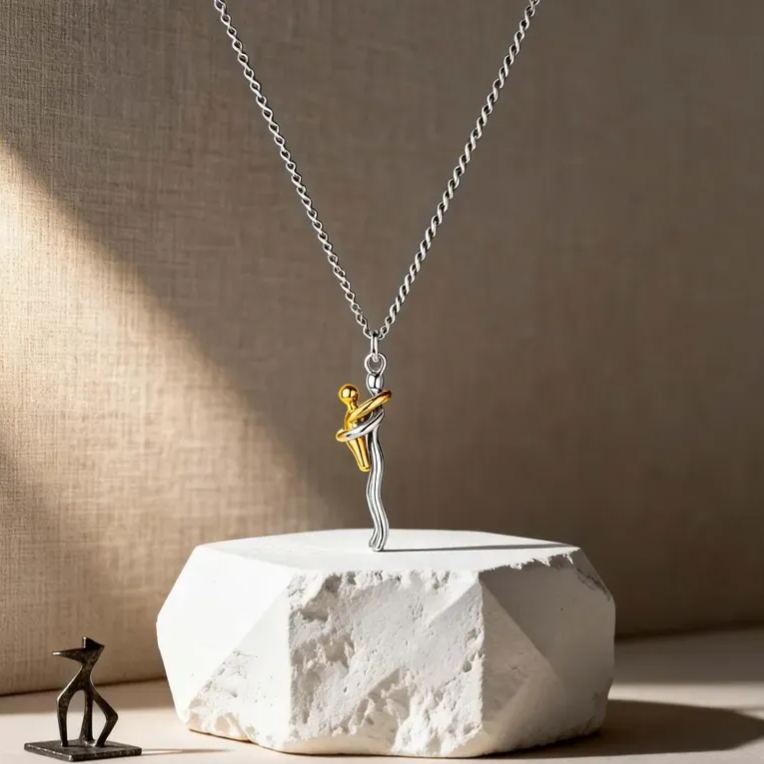 Mother Child Hug Necklace - Two Tone Embrace Pendant Jewelry Gift,Gift for her, Gifts,Mother's Day Gift — product image 6