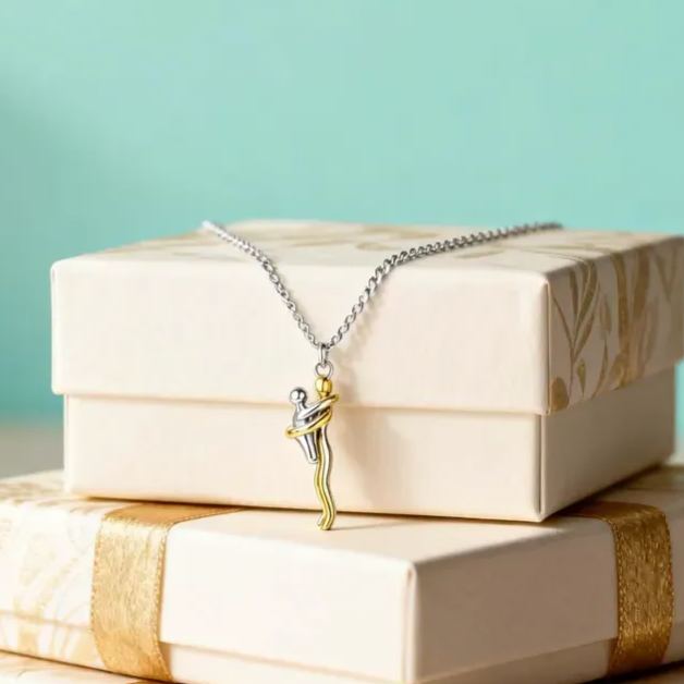 Mother Child Hug Necklace - Two Tone Embrace Pendant Jewelry Gift,Gift for her, Gifts,Mother's Day Gift — product image 9
