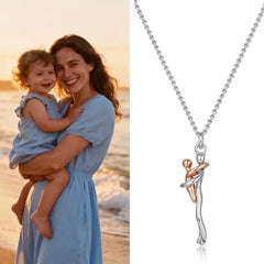 Mother Child Hug Necklace - Two Tone Embrace Pendant Jewelry Gift,Gift for her, Gifts,Mother's Day Gift