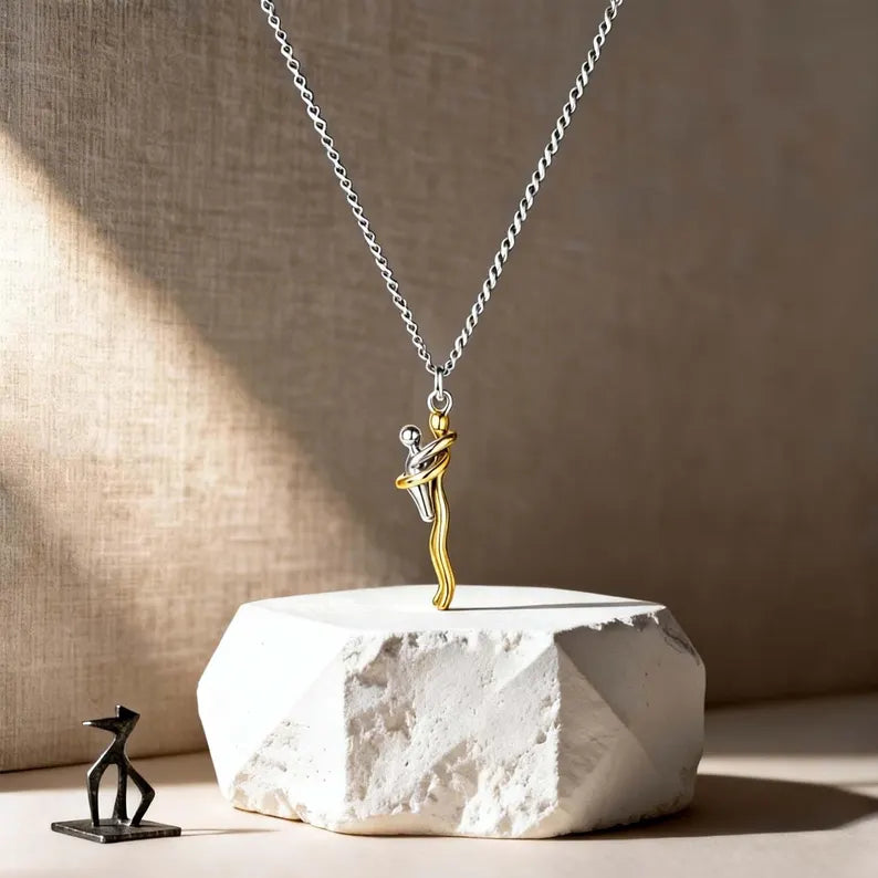 Mother Child Hug Necklace - Two Tone Embrace Pendant Jewelry Gift,Gift for her, Gifts,Mother's Day Gift — product image 5